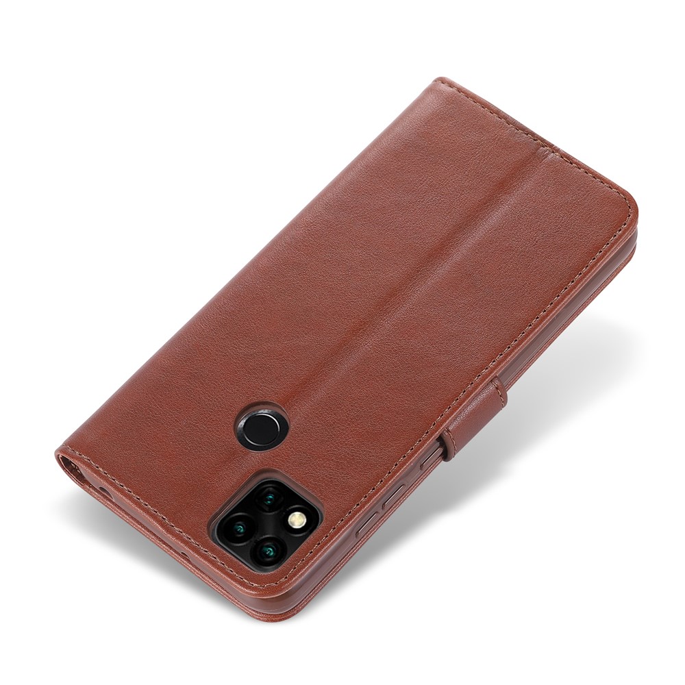 Capa de Telefone de Couro AZNS Para Xiaomi Redmi 9C/9C NFC Choque à Prova de Choque Tampa Protetora Com Suporte de Carteira - Castanho