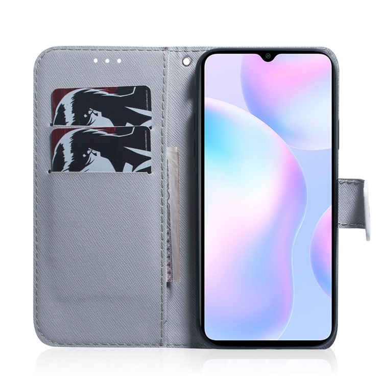 Impresión de Patrones Case de Billetera de Cuero PU Para Xiaomi Redmi 9a - Lobo