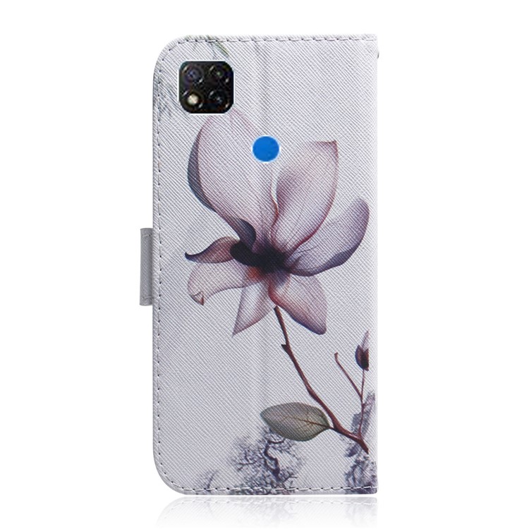 Pattern Printing PU Leather Wallet Cover Stand Case for Xiaomi Redmi 9C - Beautiful Flower-3