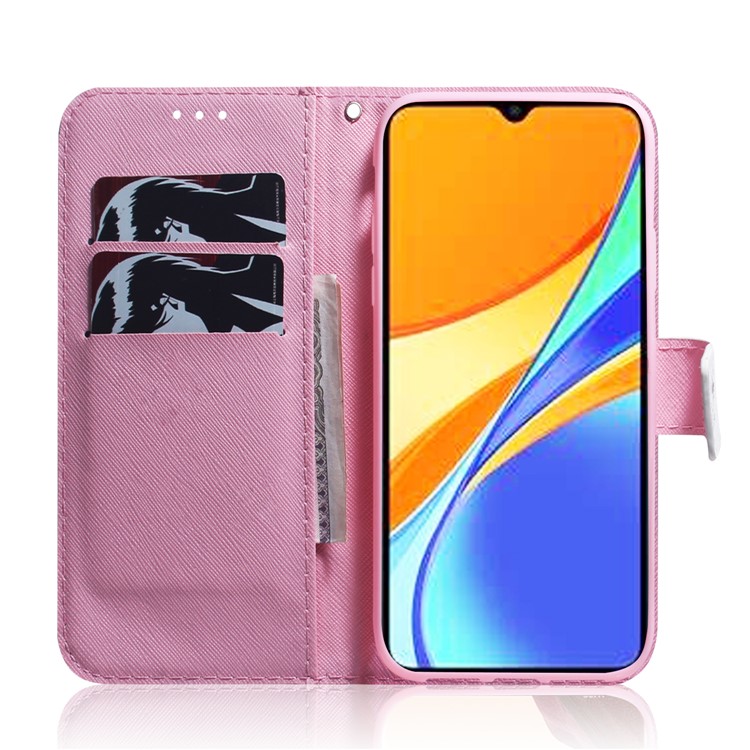 Pattern Printing PU Leather Wallet Cover Stand Case for Xiaomi Redmi 9C - Beautiful Flower-8