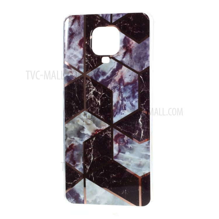 Electroplated Splicing Marble Pattern IMD TPU Cover for Xiaomi Redmi Note 9S / Redmi Note 9 Pro - Black-2