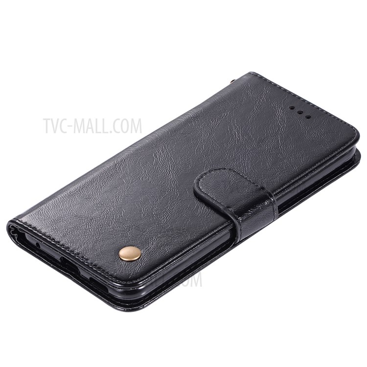 Premium Vintage Leather Wallet Stand Case for Xiaomi Redmi 9A - Black-8