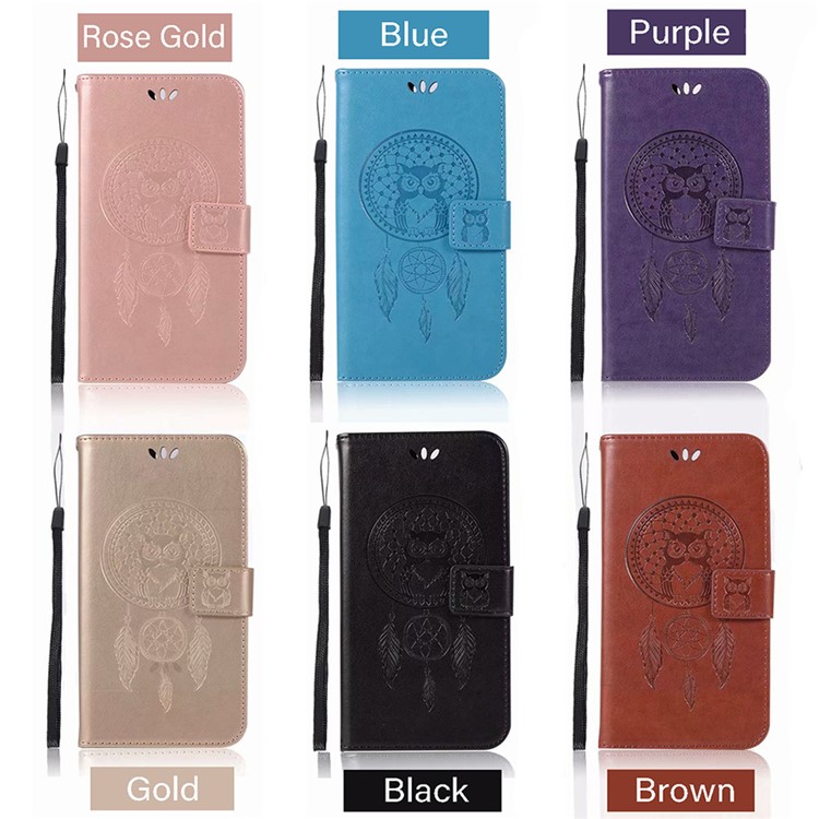 Imprint Dream Catcher Owl Wallet Leather Case for Xiaomi Redmi 9A - Black-9