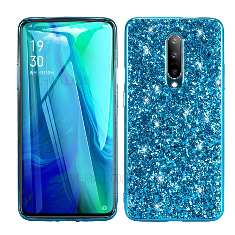 Glittering Sequins Plated TPU Frame + PC Hybrid Shell Case for Xiaomi Redmi K30 - Blue-1