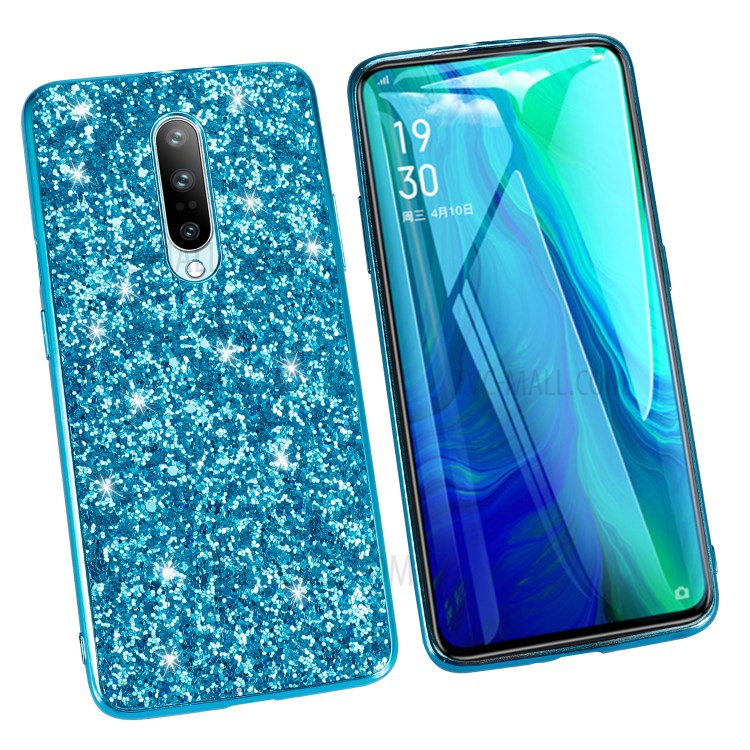 Glittering Sequins Plated TPU Frame + PC Hybrid Shell Case for Xiaomi Redmi K30 - Blue-3