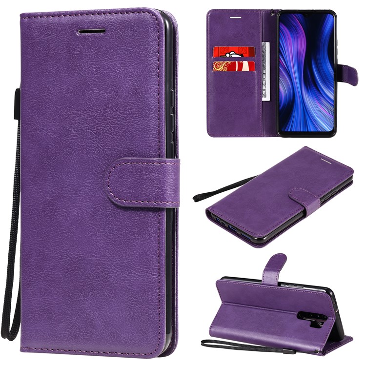 KT Leather Series-2 Funda de Cubierta de Cuero de Billetera Para Xiaomi Redmi 9 - Violeta