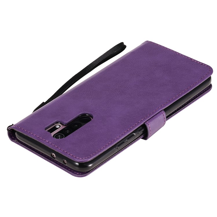 KT Leather Series-2 Funda de Cubierta de Cuero de Billetera Para Xiaomi Redmi 9 - Violeta