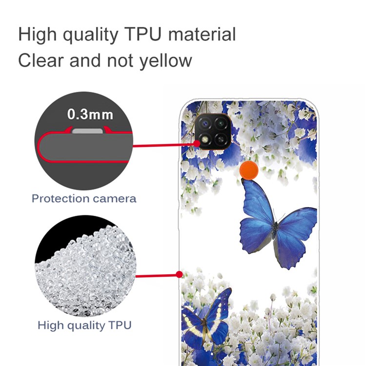 Pattern Printing TPU Cell Phone Case for Xiaomi Redmi 9C - Blue Butterflies-3