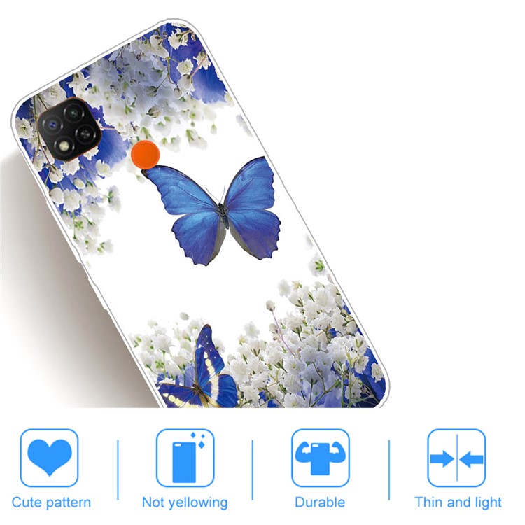 Impression de Modèle TPU Case de Téléphone Portable Pour Xiaomi Redmi 9C / Redmi 9c NFC - Papillons Bleus