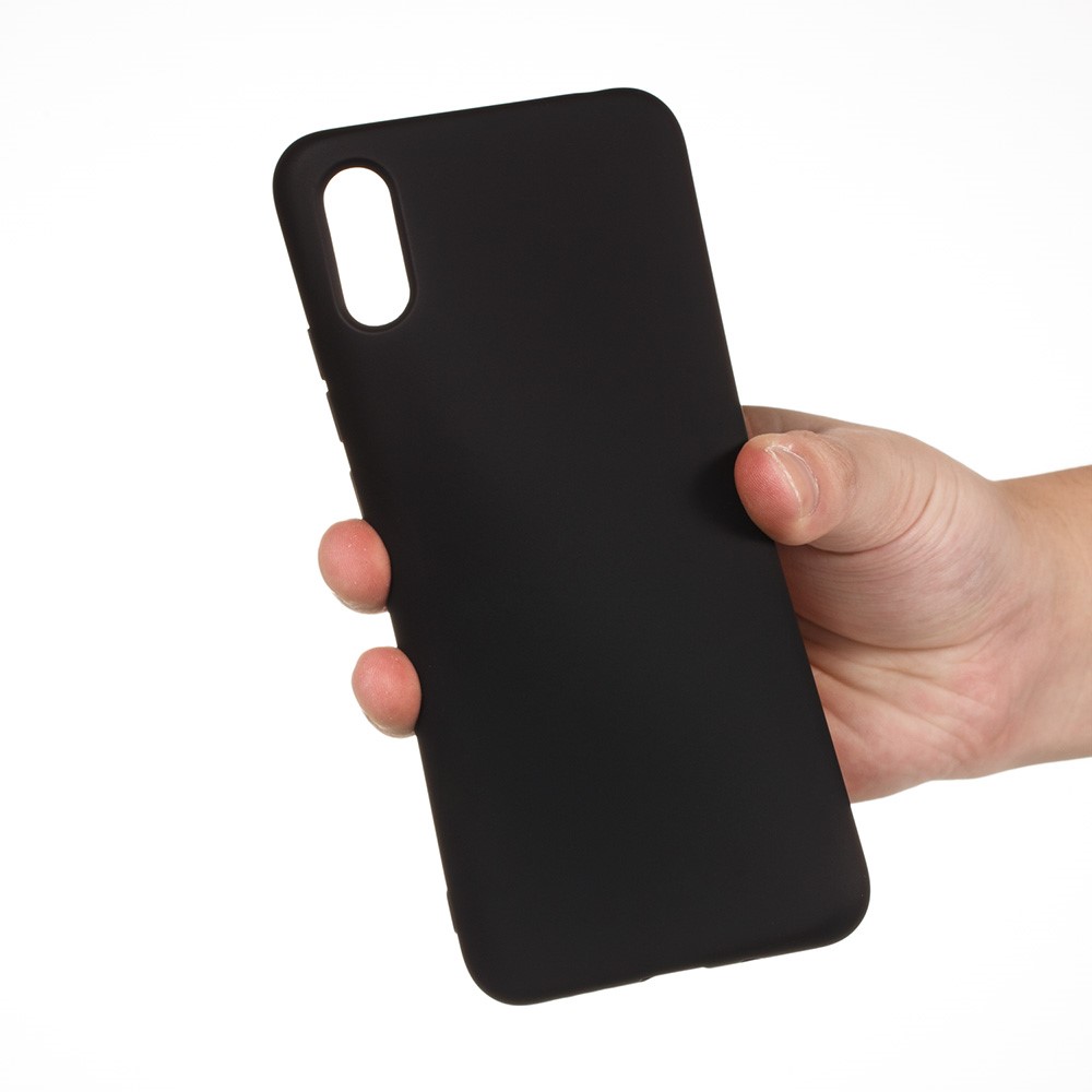 Liquid Silicone Cover Phone Protective Case with Lanyard for Xiaomi Redmi 9A - Black-4