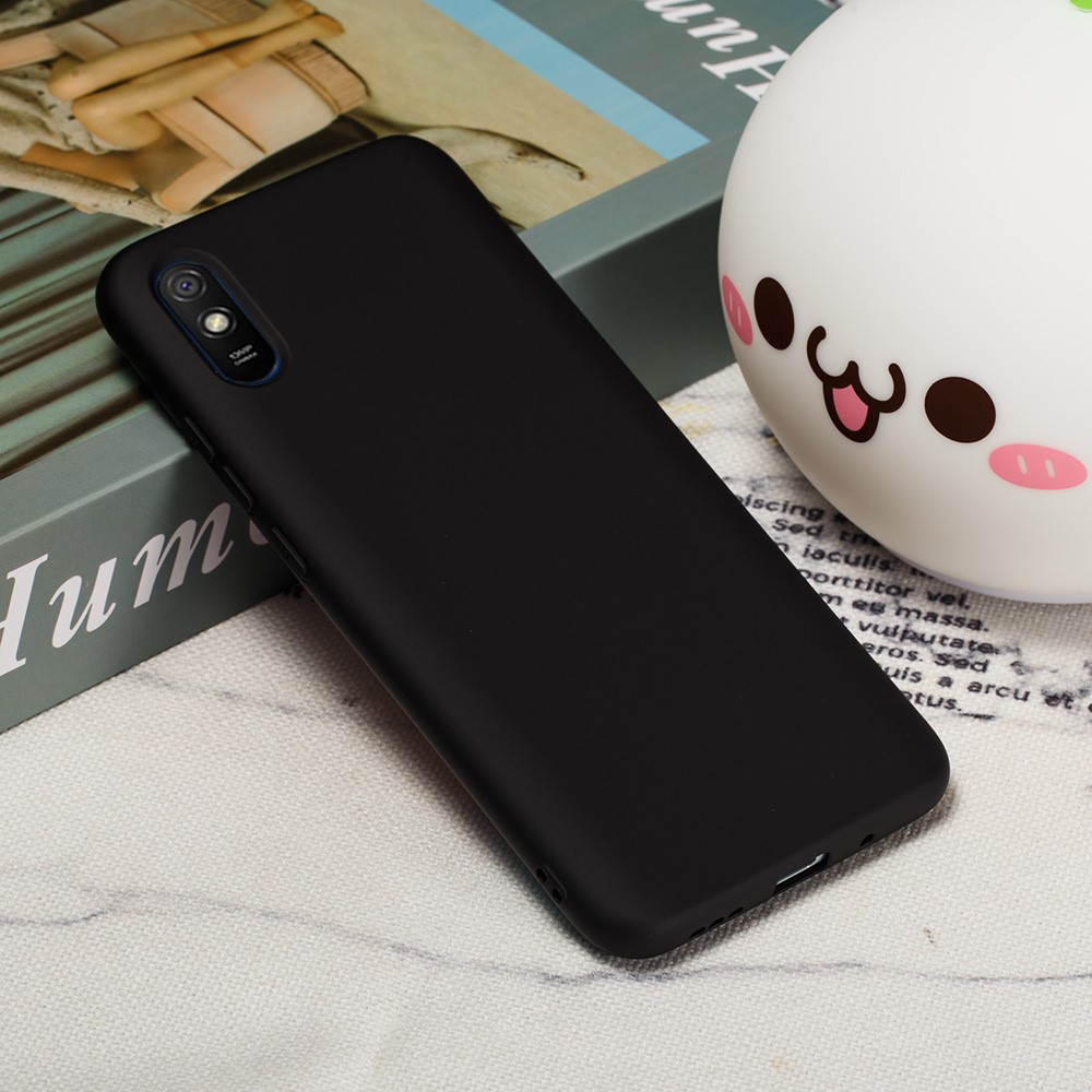 Liquid Silicone Cover Phone Protective Case with Lanyard for Xiaomi Redmi 9A - Black-6