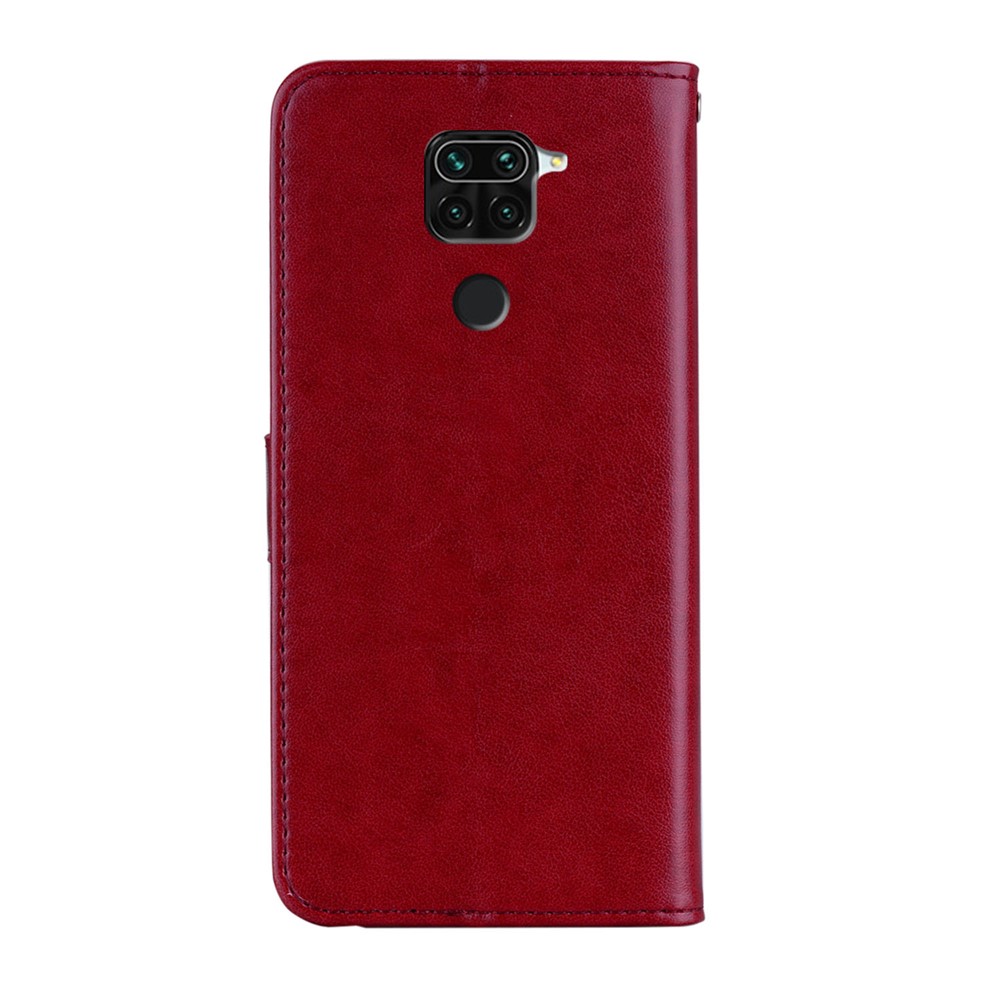 Owl Imprint Rhinestone Decor Leather Phone Case for Xiaomi Redmi Note 9 - Red-4