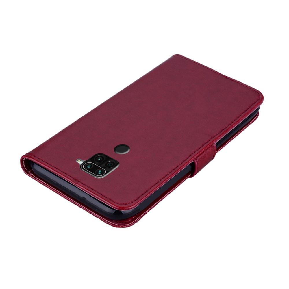 Owl Imprint Rhinestone Decor Leather Phone Case for Xiaomi Redmi Note 9 - Red-5