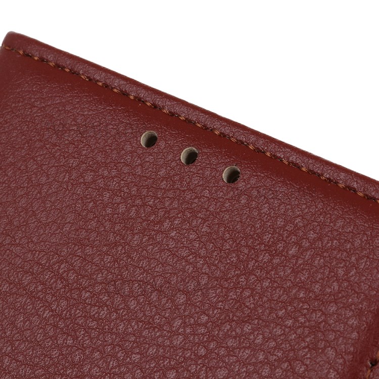 Litchi Skin Magentic Leather Wallet Case for Xiaomi Mi 10 Ultra - Brown-7