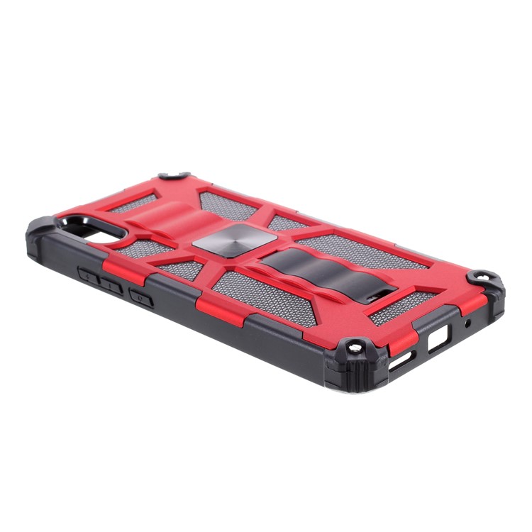 Armor Shockproof Kickstand PC TPU Phone Case with Magnetic Metal Sheet for Xiaomi Redmi 9A - Red-3