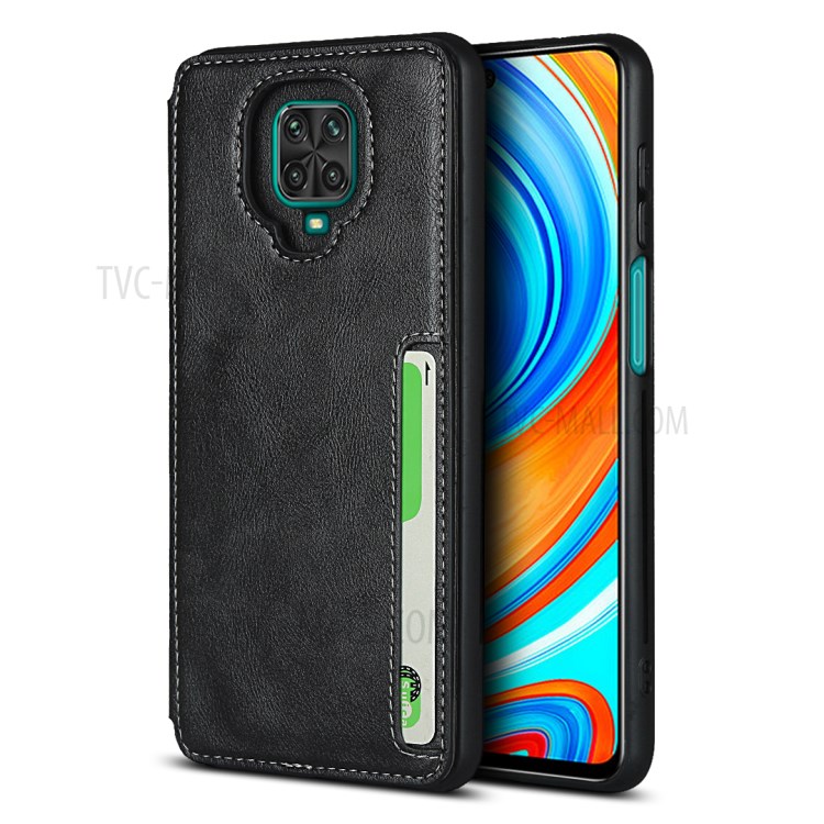 Leather Coated TPU Mobile Phone Cover with Kickstand for Xiaomi Redmi Note 9S/Note 9 Pro/Note 9 Pro Max - Black-1