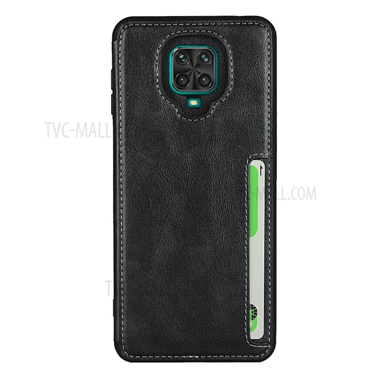 Leather Coated TPU Mobile Phone Cover with Kickstand for Xiaomi Redmi Note 9S/Note 9 Pro/Note 9 Pro Max - Black-2