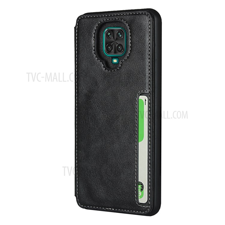 Leather Coated TPU Mobile Phone Cover with Kickstand for Xiaomi Redmi Note 9S/Note 9 Pro/Note 9 Pro Max - Black-3