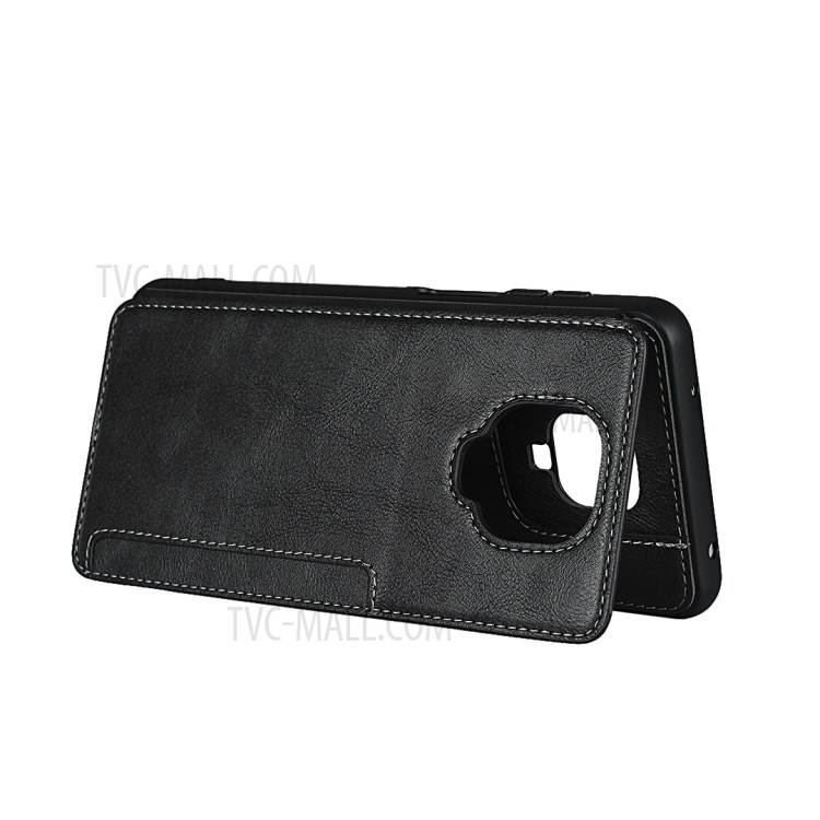 Leather Coated TPU Mobile Phone Cover with Kickstand for Xiaomi Redmi Note 9S/Note 9 Pro/Note 9 Pro Max - Black-6