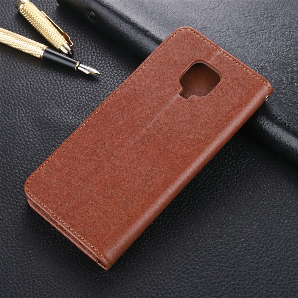 AZNS PU Leather Wallet Case for Xiaomi Redmi Note 9S/Redmi Note 9 Pro - Coffee-11