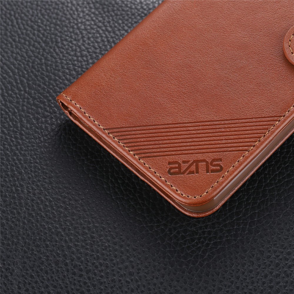 AZNS PU Leather Wallet Case for Xiaomi Redmi Note 9S/Redmi Note 9 Pro - Coffee-13