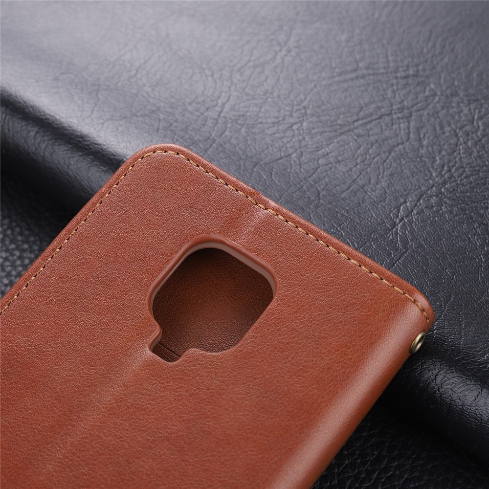 AZNS PU Leather Wallet Case for Xiaomi Redmi Note 9S/Redmi Note 9 Pro - Coffee-14