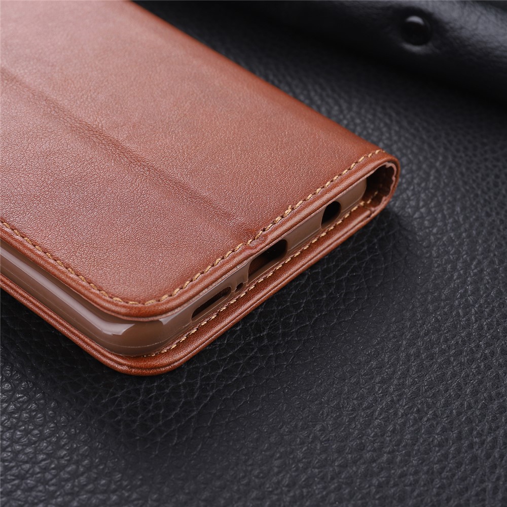 AZNS PU Leather Wallet Case for Xiaomi Redmi Note 9S/Redmi Note 9 Pro - Coffee-20