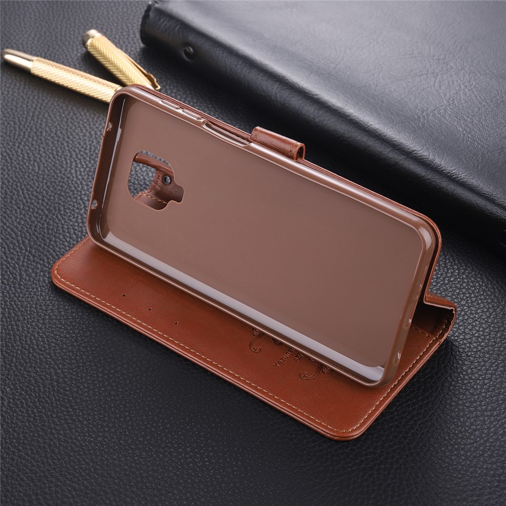 AZNS PU Leather Wallet Case for Xiaomi Redmi Note 9S/Redmi Note 9 Pro - Coffee-21