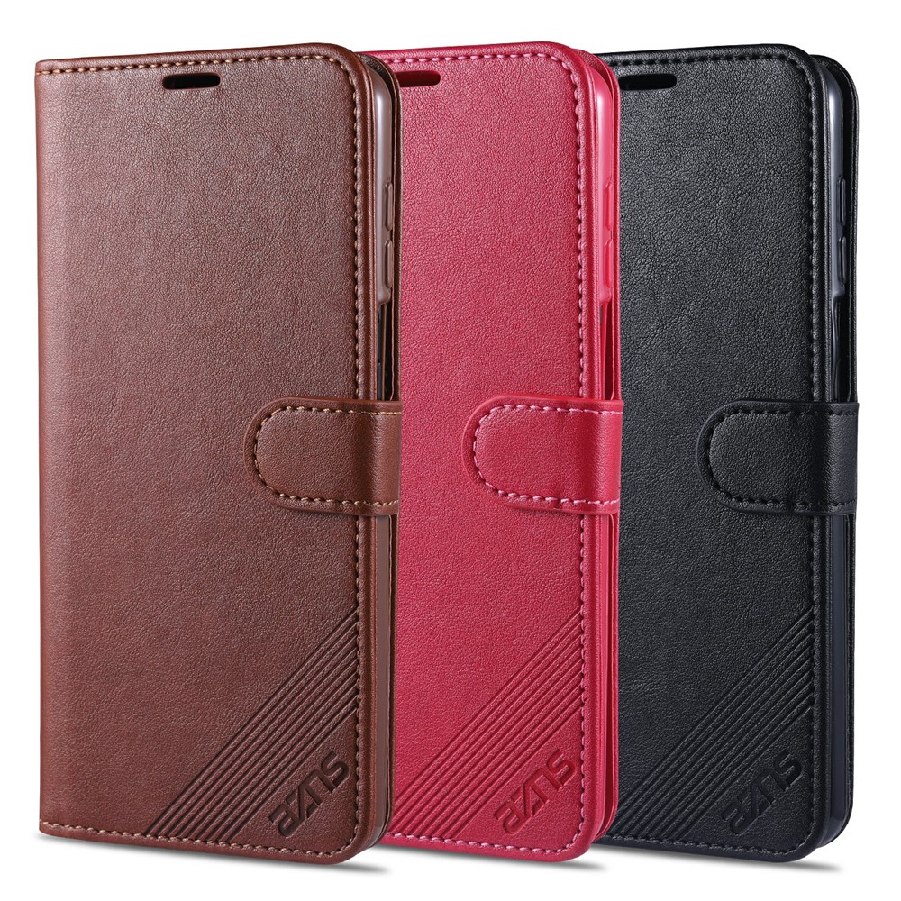 AZNS PU Leather Wallet Case for Xiaomi Redmi Note 9S/Redmi Note 9 Pro - Coffee-25