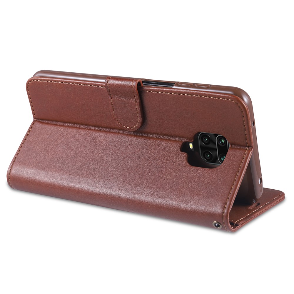 AZNS PU Leather Wallet Case for Xiaomi Redmi Note 9S/Redmi Note 9 Pro - Coffee-4