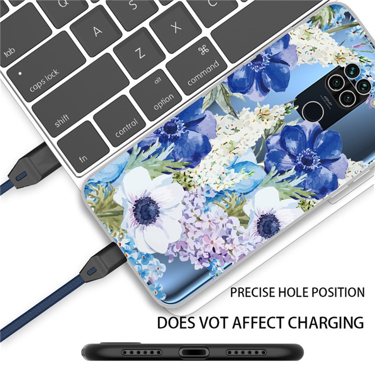 Cute Pattern Printing Soft TPU Phone Shell for Xiaomi Redmi Note 9 - Flowers-2