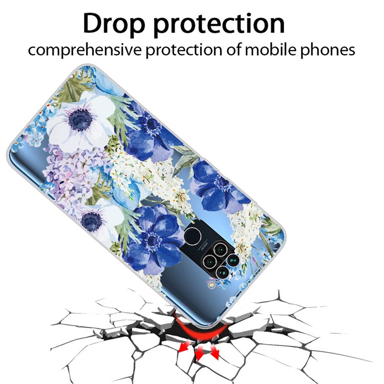 Cute Pattern Printing Soft TPU Phone Shell for Xiaomi Redmi Note 9 - Flowers-3
