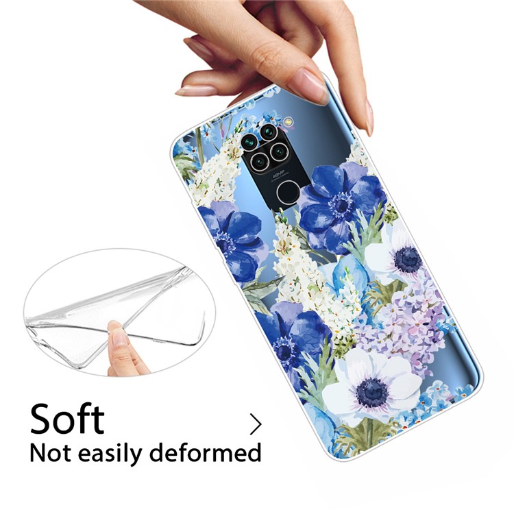 Cute Pattern Printing Soft TPU Phone Shell for Xiaomi Redmi Note 9 - Flowers-4