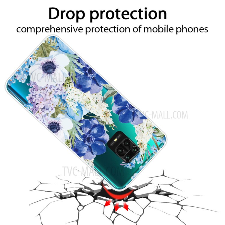 Cute Pattern Printing Soft TPU Protective Case for Xiaomi Redmi Note 9S - Flowers-3