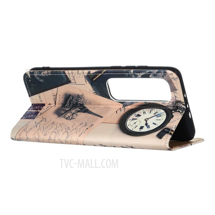 Pattern Printing Wallet Leather Protective Shell for Xiaomi Mi 10 Ultra - Effel Tower and Quill-pen-4