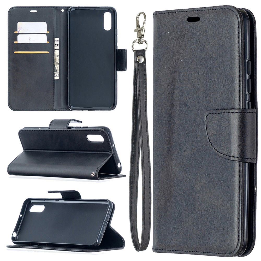 Solid Color with Wallet Leather Cover for Xiaomi Redmi 9A - Black-1