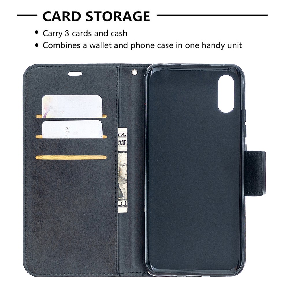 Solid Color with Wallet Leather Cover for Xiaomi Redmi 9A - Black-7