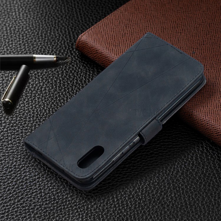 BF05 Geometric Texture Leather Wallet Stand Case for Xiaomi Redmi 9A - Black-6