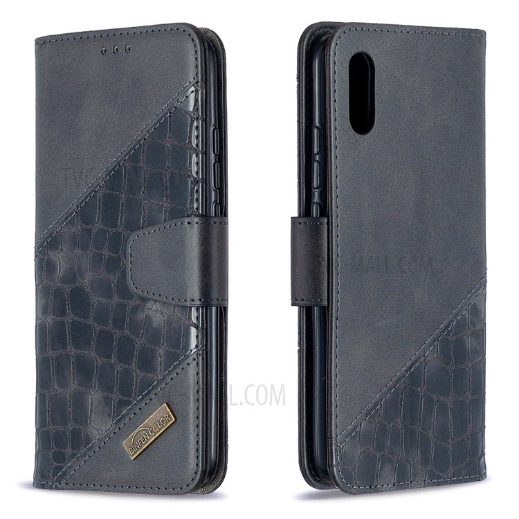 Blocking Color Crocodile Texture Leather Stylish Shell for Xiaomi Redmi 9A - Black-6