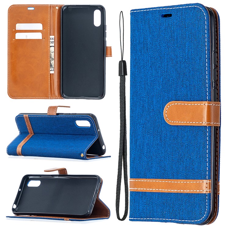 Assorted Color Jeans Cloth Leather Shell for Xiaomi Redmi 9A - Baby Blue-1