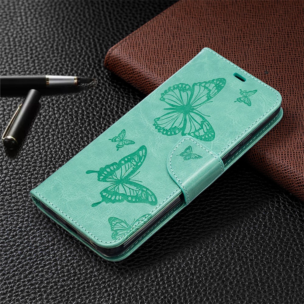 Imprint Butterflies Wallet Stand Flip Leather Phone Casing for Xiaomi Redmi 9A - Green-4