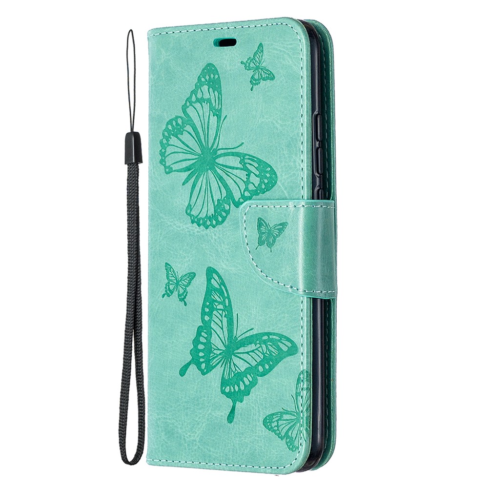 Imprint Butterflies Wallet Stand Flip Leather Phone Casing for Xiaomi Redmi 9A - Green-6