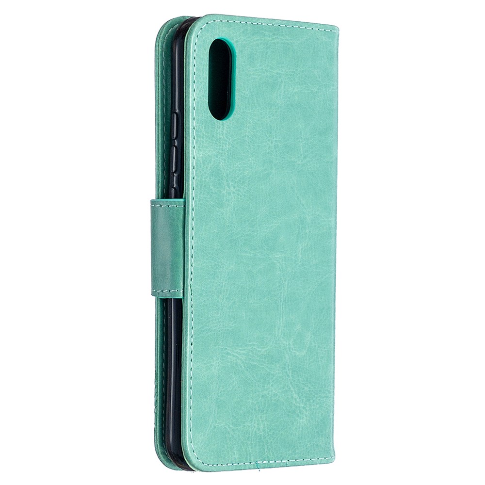 Imprint Butterflies Wallet Stand Flip Leather Phone Casing for Xiaomi Redmi 9A - Green-7