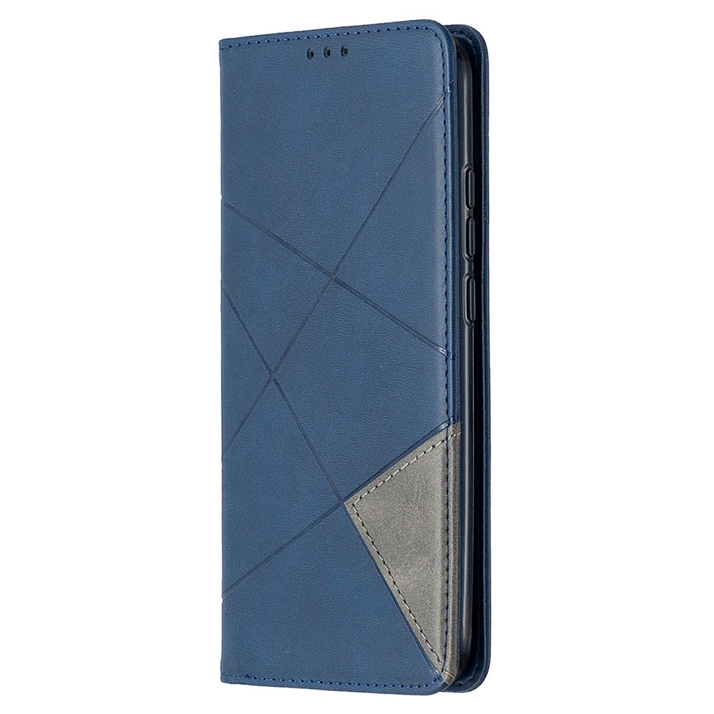 Couro de Suporte de Padrão Geométrico Com Estojo de Suporte Para Xiaomi Redmi 9c / Redmi 9C NFC - Azul