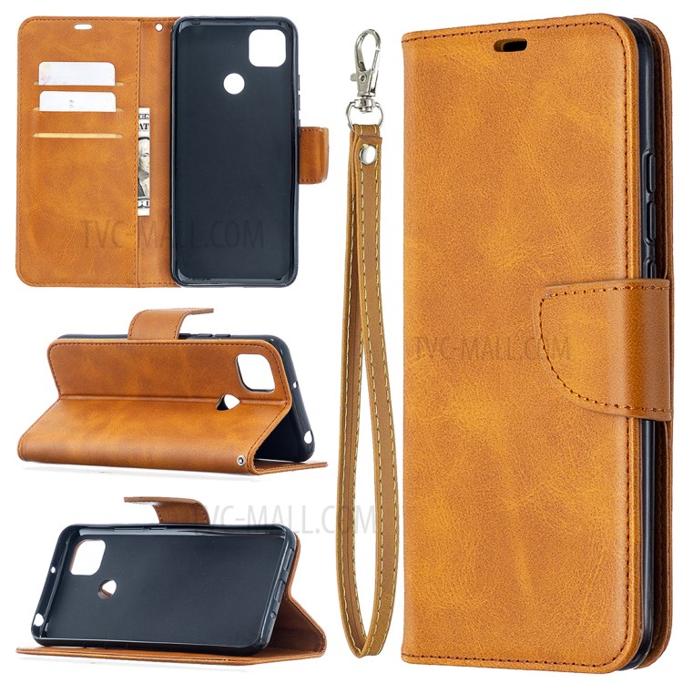 With Wallet Leather with Stand Stylish Case for Xiaomi Redmi 9C - Brown-1