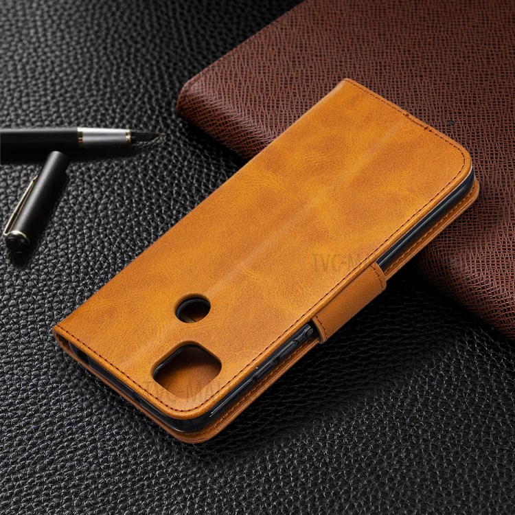 With Wallet Leather with Stand Stylish Case for Xiaomi Redmi 9C - Brown-3