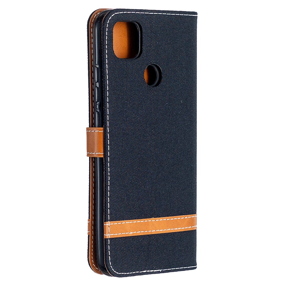 Assorted Color Jeans Cloth Skin Leather Cell Phone Cover for Xiaomi Redmi 9C - Black-7