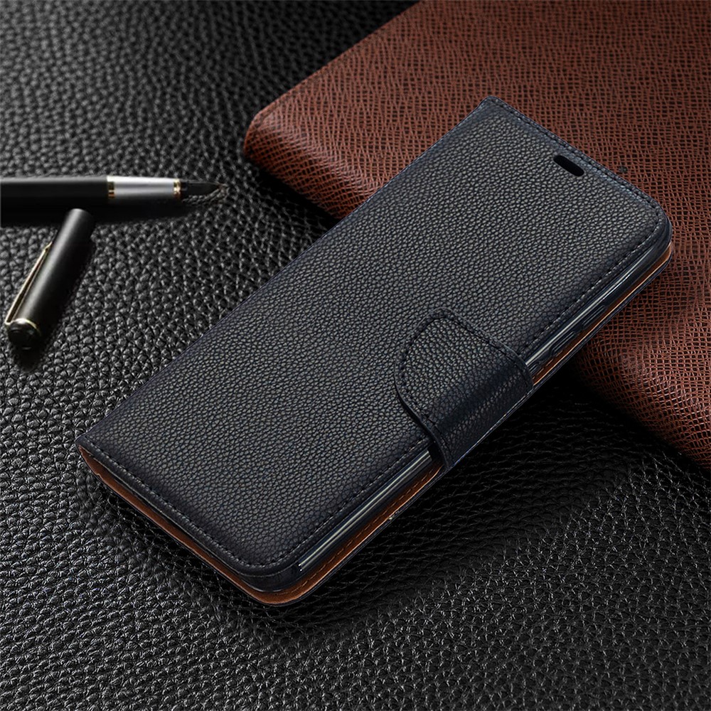 Litchi -haut Mit Brieftasche Leder Mit Standhülle Für Xiaomi Redmi 9A - Schwarz