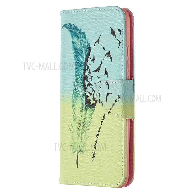 Pattern Printing Magnetic Leather Wallet Stylish Case for Xiaomi Redmi 9A - Feather Pattern-6