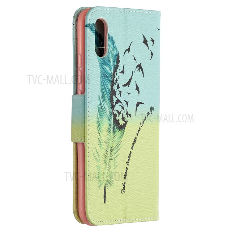 Pattern Printing Magnetic Leather Wallet Stylish Case for Xiaomi Redmi 9A - Feather Pattern-7